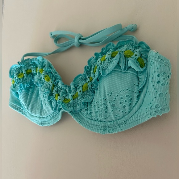 y2k Betsey Johnson Aqua and Lime Green Eyelet and Mesh Bikini 
Size: Small
EUC - Picture 6 of 16
